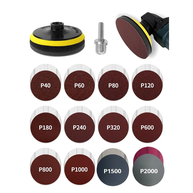 Accesorios de discos de lijado para amoladora angular ABRE-123PCS, almohadilla de respaldo de gancho y bucle de 4 pulgadas con rosca 5/8-11, almohadilla de lijado en seco y húmedo