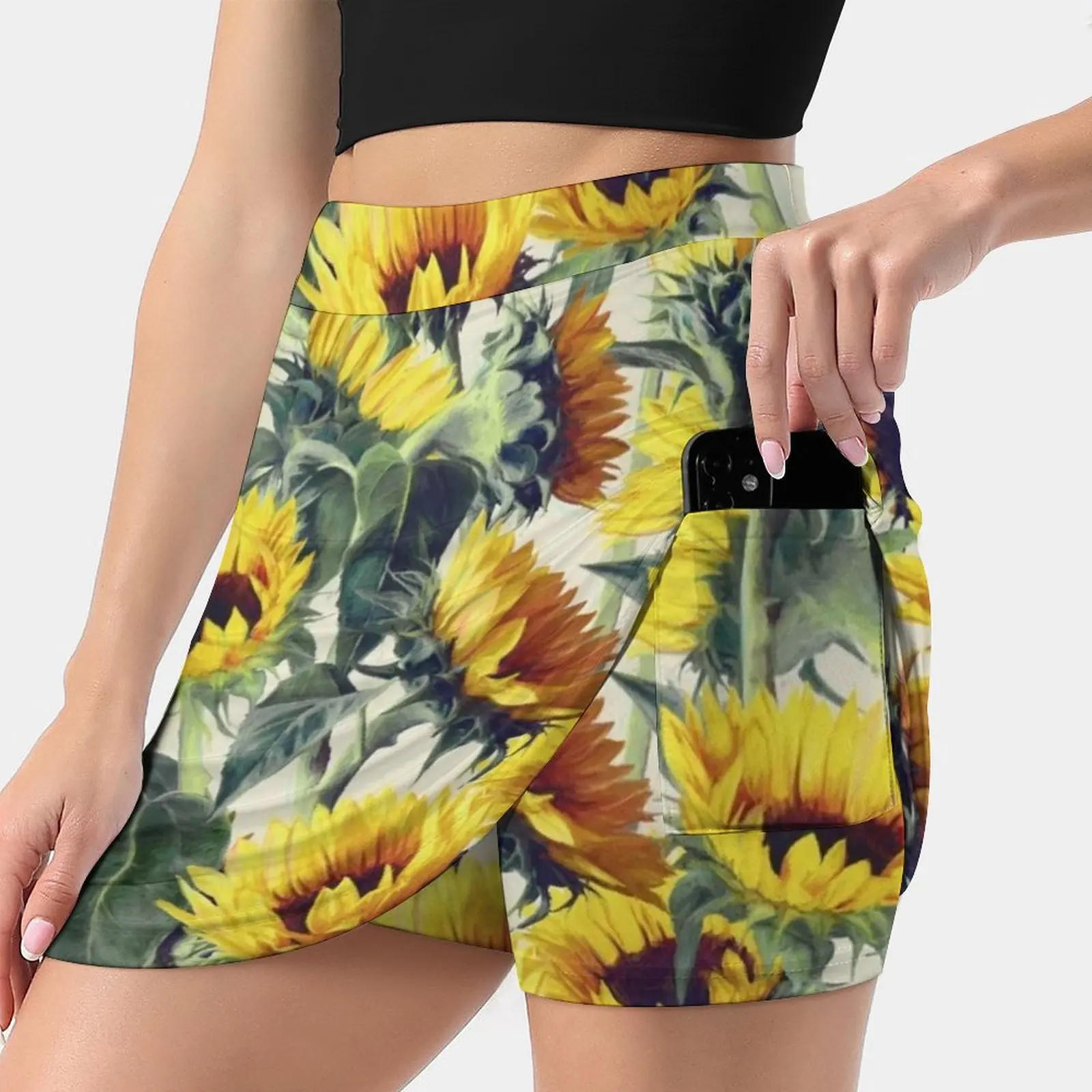 Sunflowers Forever Women's skirt Aesthetic skirts New Fashion Short Skirts Sunflowers Sunflower Floral Pattern Painted Yellow