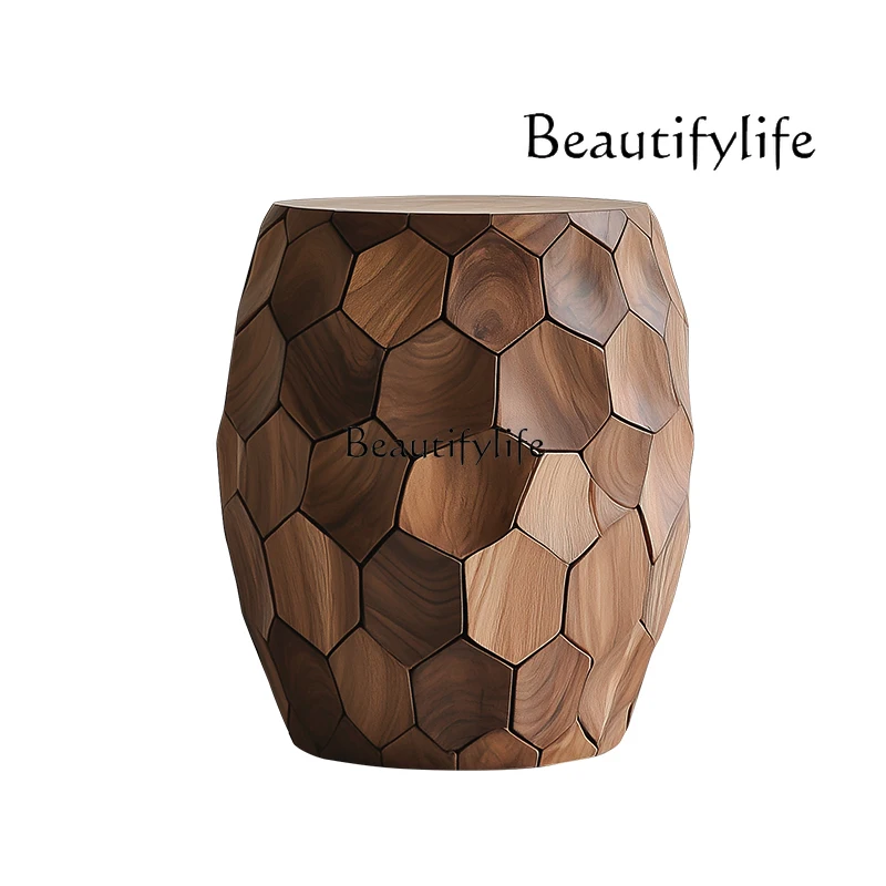 

High-grade solid wood edge several high-end home creative wood carving pier personalized low stool home