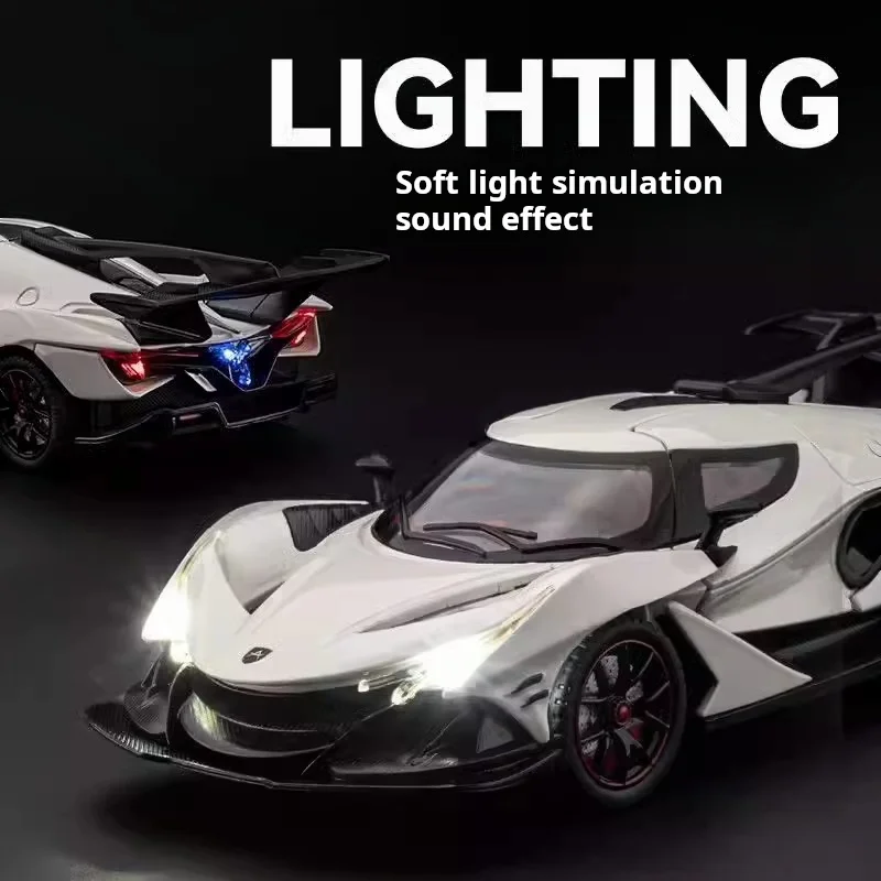 1/24 Scale Apollo IE Supercar Alloy Limousine Diecast Car Model Toy Sound Light Pull Back Kid Birthday Gift Collect Home Decorat