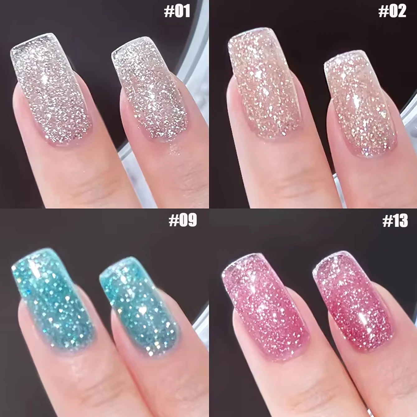 MIANEL 10ml 2026 New White Glass Shimmer Glitter Gel Nail Polish Icy Translucent High-Density Chunky Glitter Fragment Gel