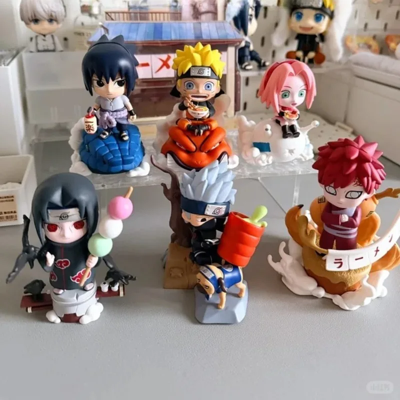 Caja Sorpresa de la Serie Ichiraku Ramen de NARUTO Shippuden, Figura de Acción Coleccionable de Uzumaki, Sasuke y Kakashi, Juguete Decorativo para Escritorio, Regalo