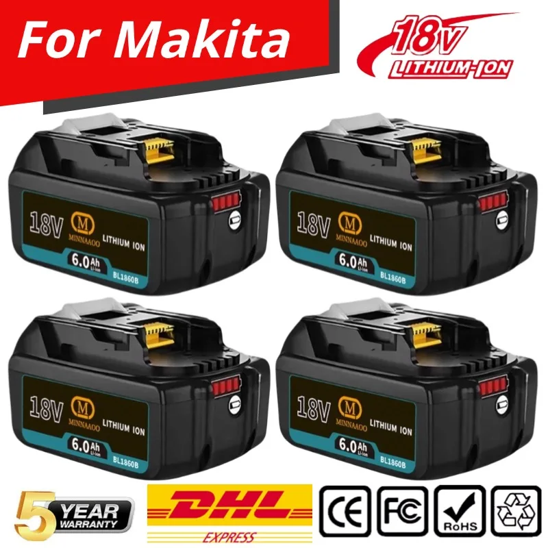 

For Makita 6Ah for Makita 18V Battery BL1860B BL1840 BL1830B BL1850B BL1850 BL1860 BL1815 Replacement Lithium Battery