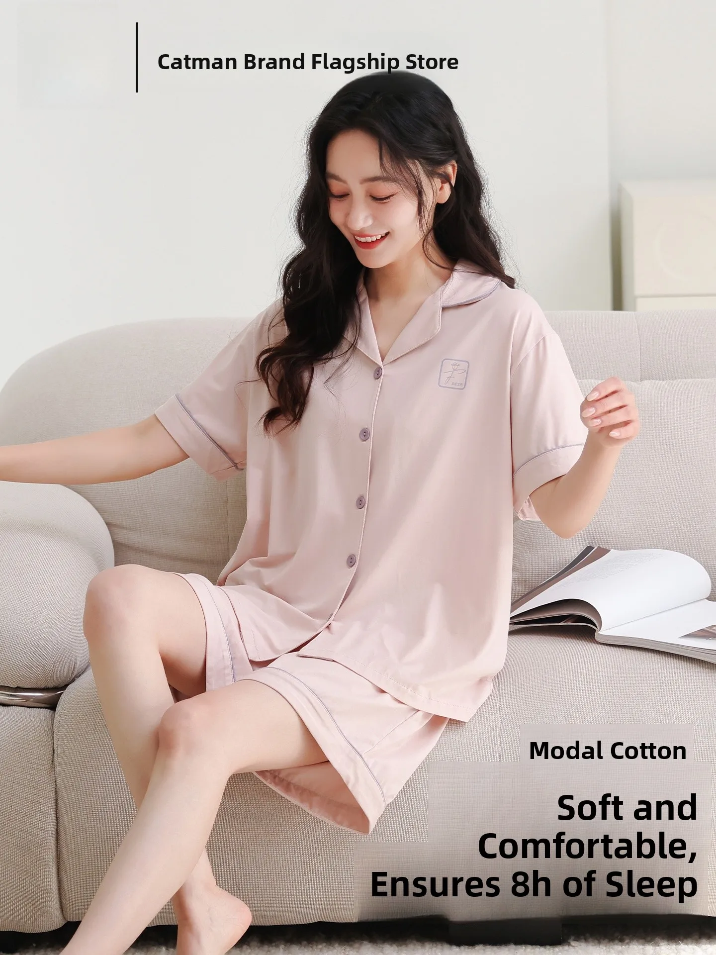 lady-modal-cotton-sleepwear-women's-summer-new-open-cardigan-shorts-high-end-soft-home-clothes-set-breathable-skin-friendly