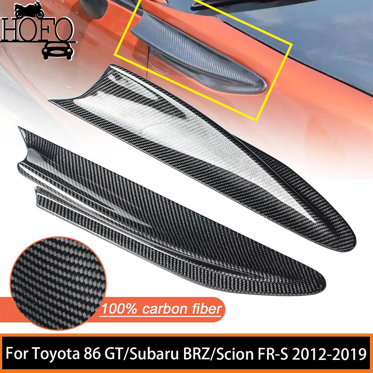 

2 Pcs/Set For Toyota 86 GT Subaru BRZ Scion FR-S Smooth Car Side Fender Fin Air Vent Trim Cover Canard Splitter Dry Carbon Fiber