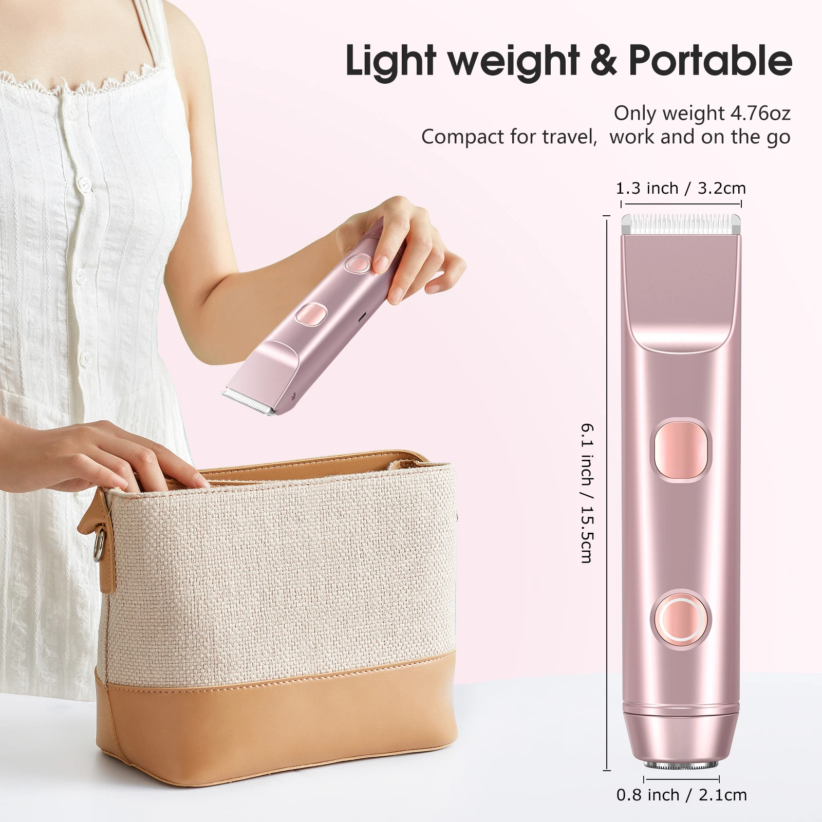 Electric Shaver for Women Waterproof Wet & Dry Hair Razors 2 in 1 Double Head Dual Bikini Hair Trimmer Detachable Head Shaver