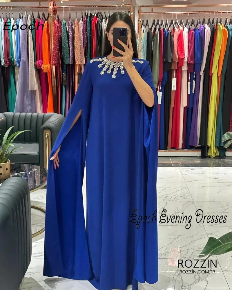 Epoch Evening Dress فساتين السهرة Dubai Elegant Crystal O-Neck Straight Long Sleeve Formal Party Gown For Sexy Women 2024