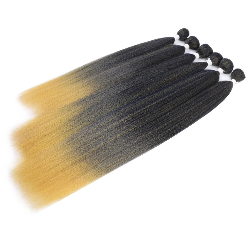 옴브레 야키 스트레이트 헤어 익스텐션 더블 22 24 26 합성 헤어 번들 다채로운 고온 코스프레 갈색 금발 머리