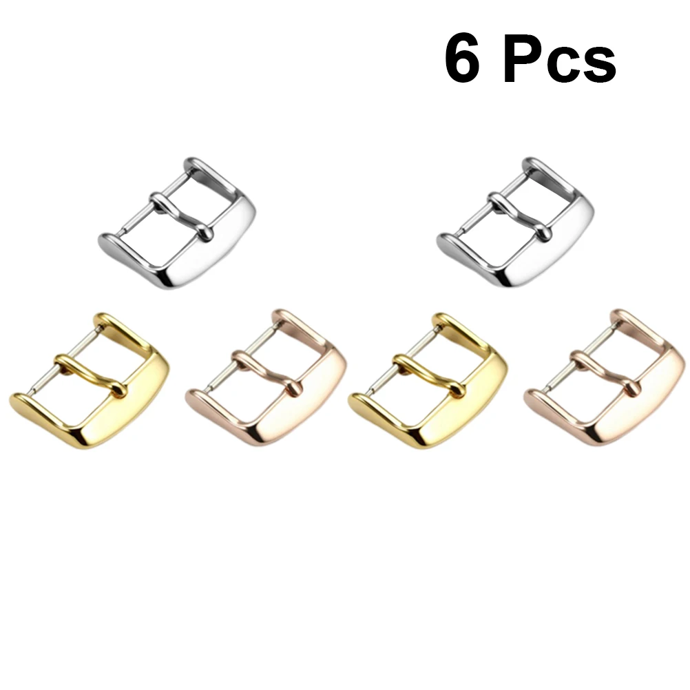 

6pcs Watch Buckle Stainless Steel Electroplate Clasp Easy Install Comfortable Texture Durable Most Straps