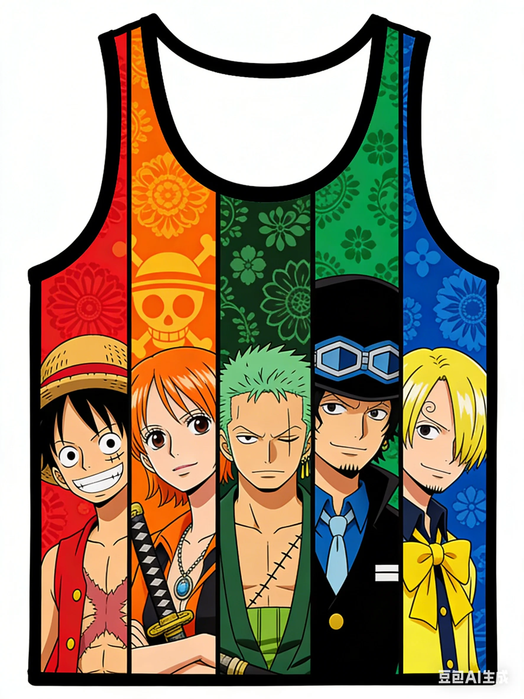 

Футболка-майка One Piece Collaboration, летняя, свободного кроя, универсальная, с аниме-принтом