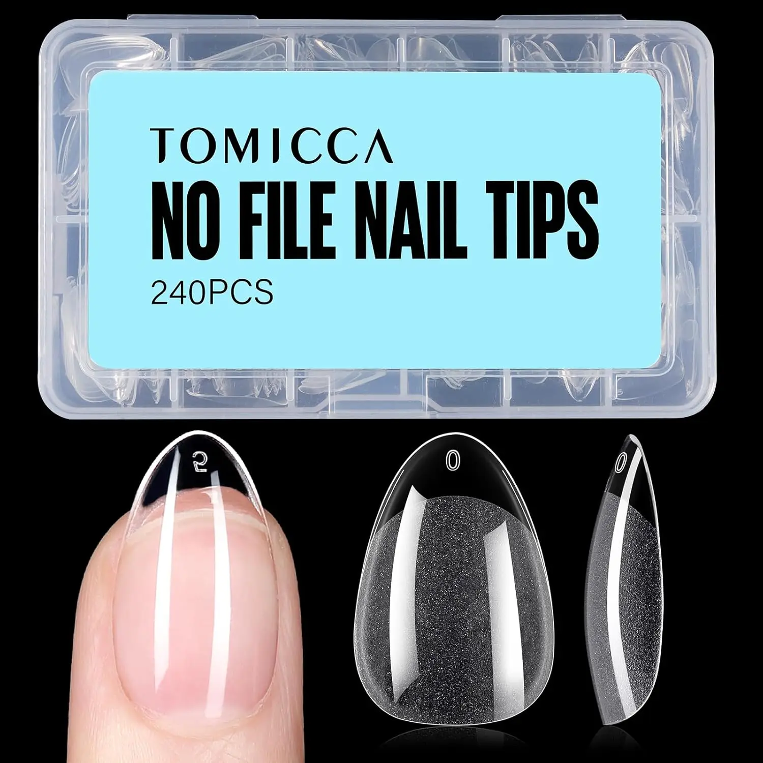 

240Pcs Short Almond Nail Tips, Half Matte Soft Acrylic, 12 Sizes Pre-Shaped Full Cover False Nails for Extension
