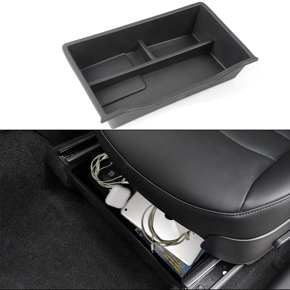 

For Tesla Model Y 20-21 Under Seat Storage Box Main and co-pilot passenger Seat Hidden Tray Box neat and tidy Accessories