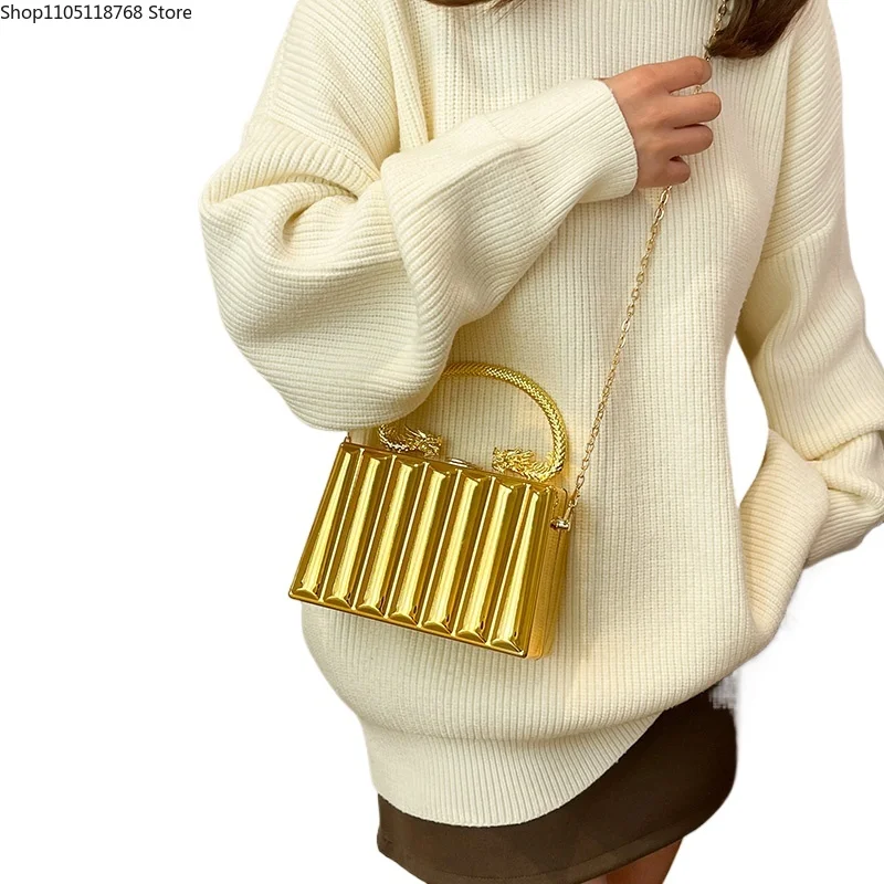 

Glossy Acrylic Box Chains Shoulder and Crossbody Fashion Personality Sense of Luxury Handbags