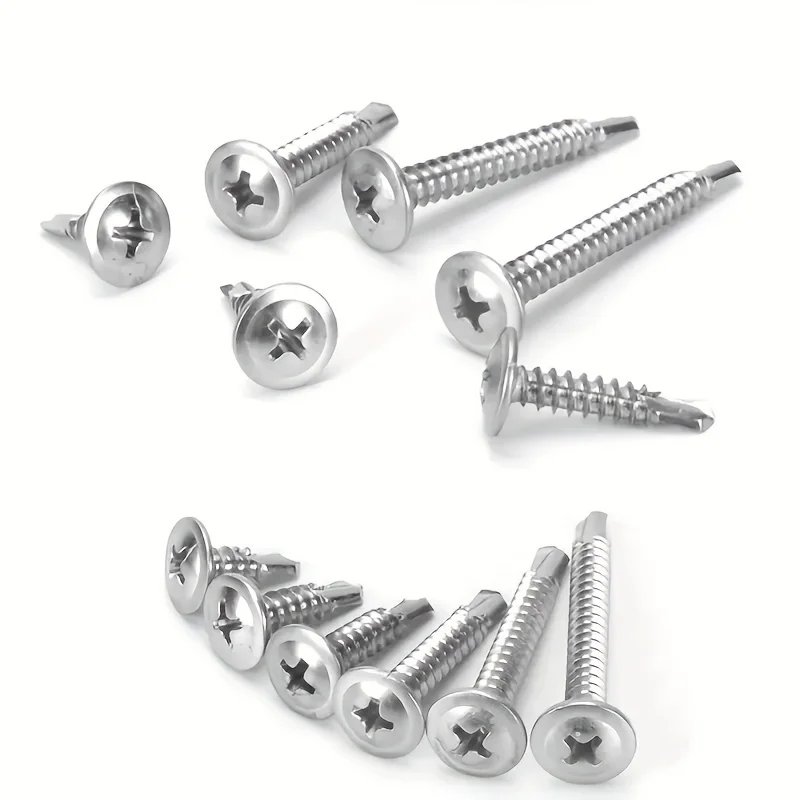 80pcs Modified Truss Head Sheet Metal Screws Assortment Kit Galvanized Metal Self Tapping Drilling Screws for Metal Plastic Wood