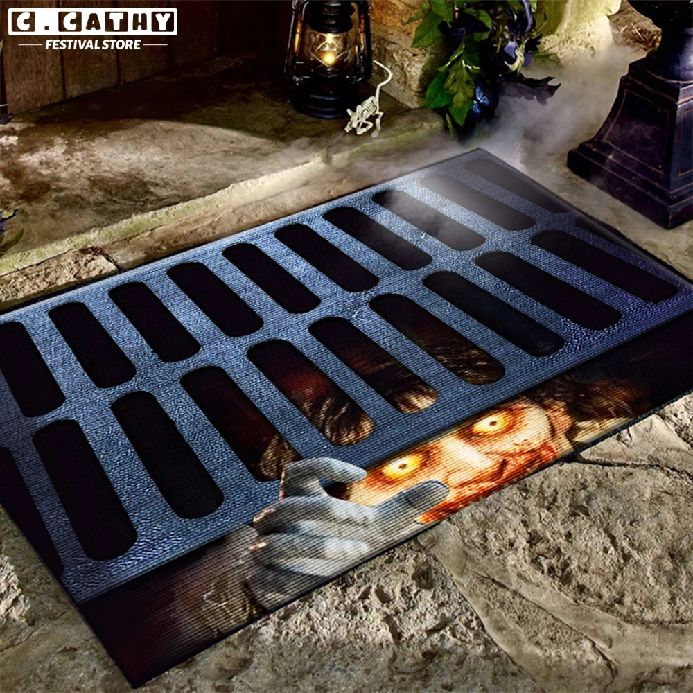 

Halloween Doormat Clown Horror Floor Pad 3D Illusion Decor Rug Living Room Bedroom Carpet Bath