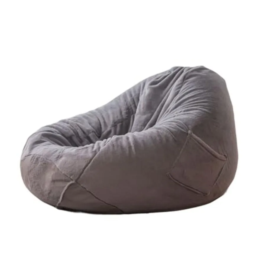 

Small Wooden Rattan Sofa Chair Single Leisure Chair, Simple Sofa for Bedroom, Lazy Bean Bag, Gray Movable Small Size: 35 Inch,