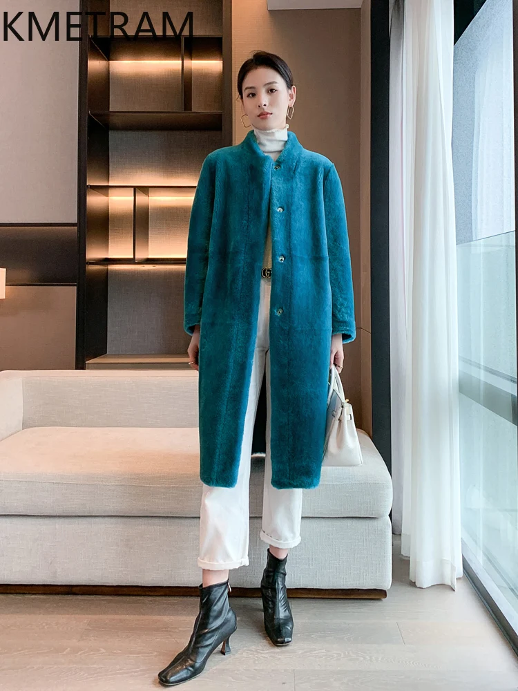 سترة نسائية من صوف ميرينو 100% مصنوعة من جلد الغنم مزدوجة الوجه معطف فرو حقيقي طويل قابل للعكس ملابس نسائية شتوية 2025 schuba femenska