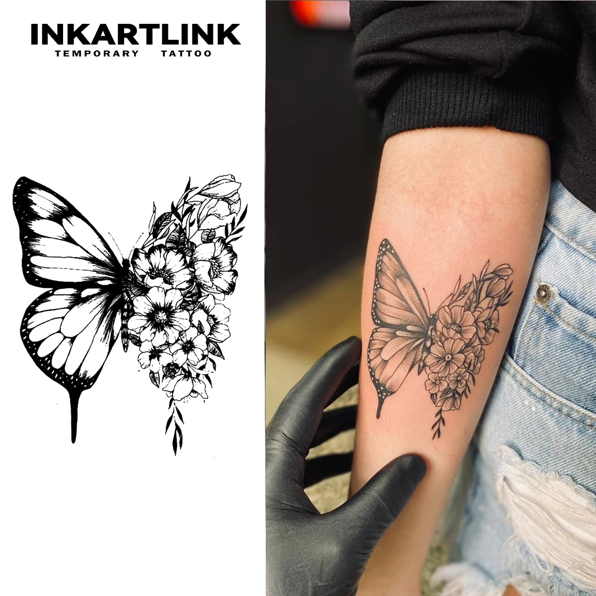 Butterfly Temporary Tattoo,Lasts To 15 Days New Technology Magic Waterproof Semi Permanent Sticker.