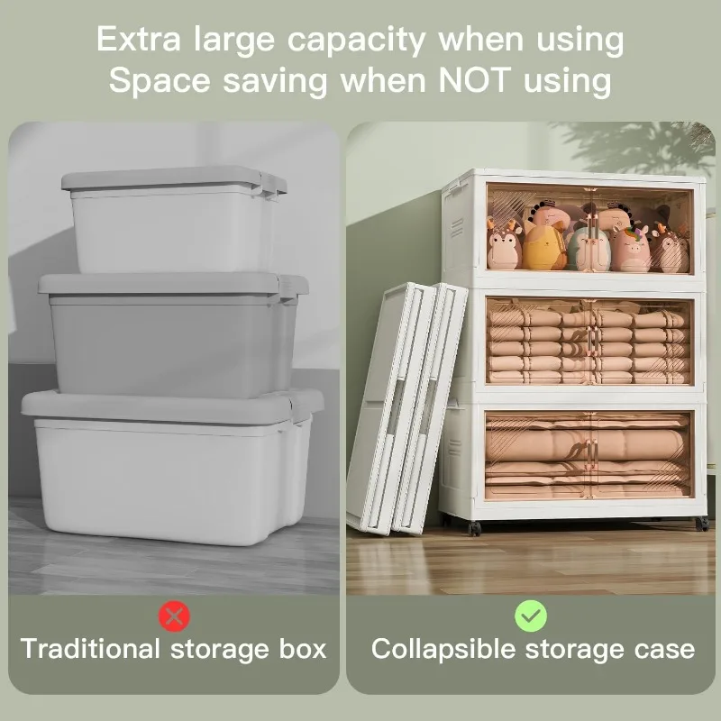 Storage Bins with Lid, 36 Gal Extra Large Collapsible Storage Bins, 4 Packs Stackable Storage Bins with Wheels,Closet Organizers