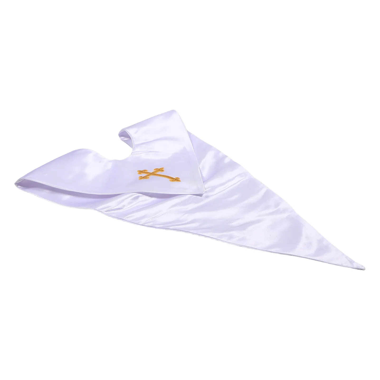 

Unisex V-Shape Church Choir Stole Reversible White Satin Cross Embroidered Adult Choir Members Ceremonies Performances