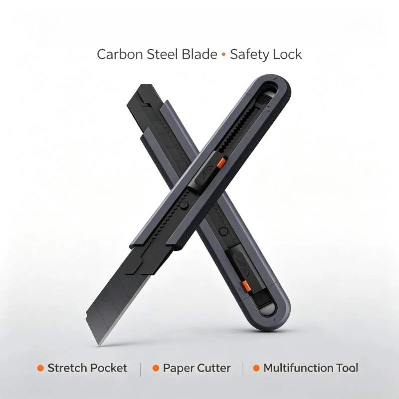 JIMIHOME Portable Utility Knife Carbon Steel Blade Safety Lock Stretch Pocket Professional Paper Cutter Multifunction Tools Set