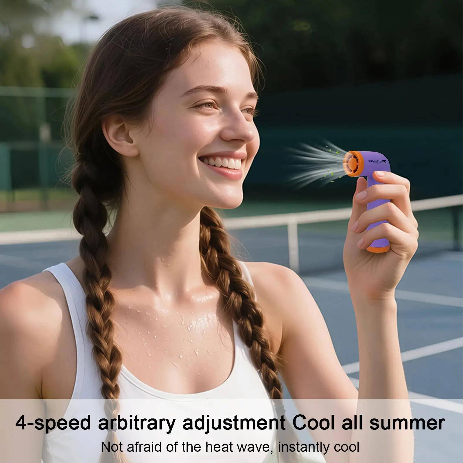 

Портативный вентилятор для путешествий, 4-скоростной настольный вентилятор, перезаряжаемый ветровентилятор для спорта на открытом воздухе, пляже, кемпинга, дома, автомобиля, стола, тренажерного зала