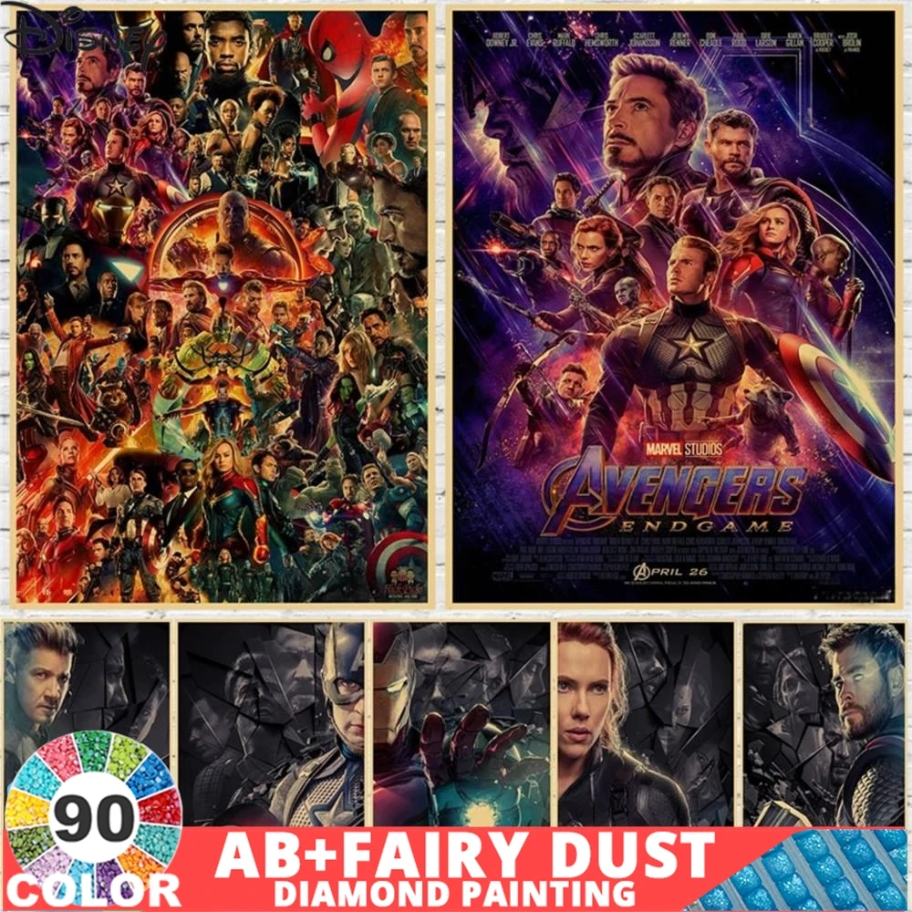 90 Colour AB Fairy Dust 5D DIY Diamond Painting Superhero Classic Movie Endgame Retro Style Full Mosaic Captain America