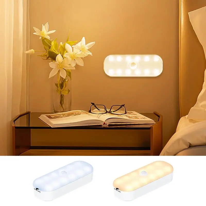 Motion Sensor Light Indoor Rechargeable Wall Night Light Fast Charging Adjustable Brightness Wall Adhesive Warm LED Nightlight