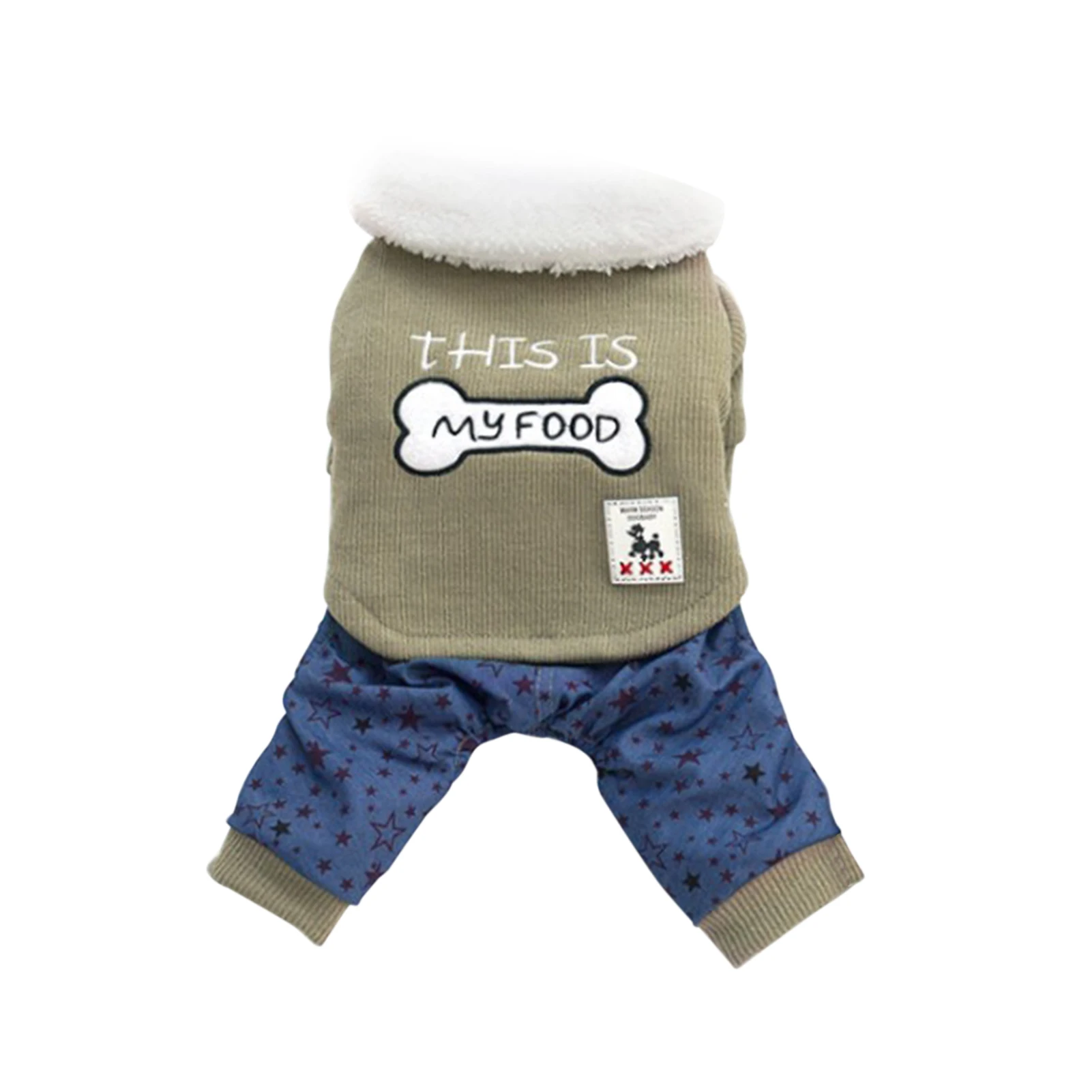 Ropa para mascotas, sudaderas para perros, chaquetas de algodón para gatos, mono con patrón de estrellas, abrigo para mascotas con botones para mascotas pequeñas y medianas, rosa, verde militar