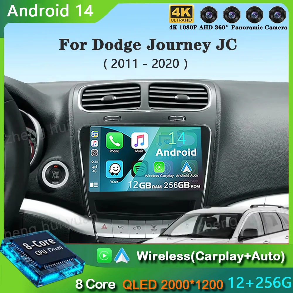 Android 14 For Dodge Journey JC 2011 - 2020 Car Radio Multimedia Player Stereo Wireless Carplay No 2din DVD GPS Navigation 4G BT