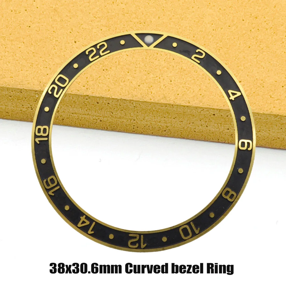 38x30.6 มม.GMT โค้งนาฬิกา BEZEL แทรก SKX007 แหวน Fit สําหรับ 24H GMT SKX007 นาฬิกากรณี NH35 NH36 นาฬิกา BEZEL แหวน