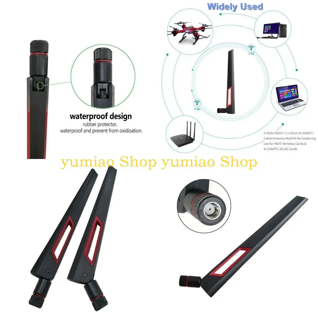 587B 2Pieces 10dBi 2.4Ghz 5.8Ghz Dual-band Router Antenna For  AC88U AC87U SMA Antennas Amplifier WLAN WiFi Antenna