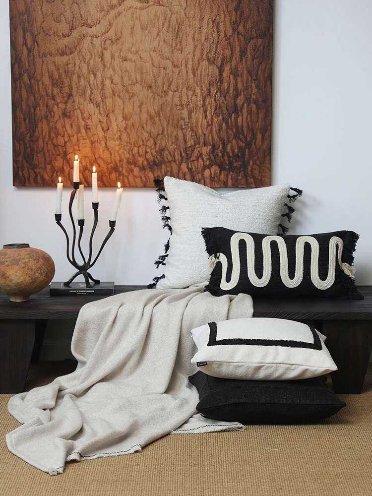 

Подушка Buzai в японском стиле из чистого хлопка: роскошное ощущение, винтажный дизайн, съемный чехол, декор для гостиной, квадратная подушка