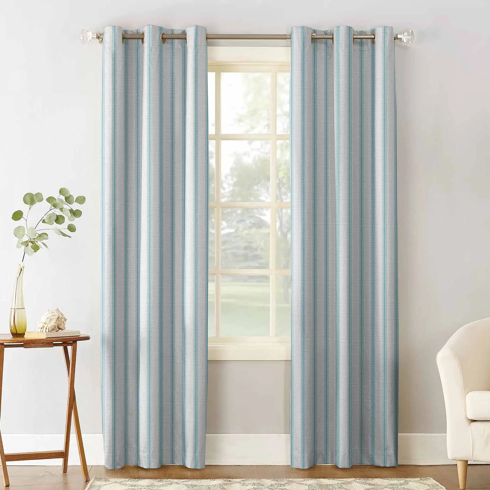 Stripes Blue Green Curtains for Living Room Window Decoration Curtains in Home Kitchen Luxury Bedroom Drapes