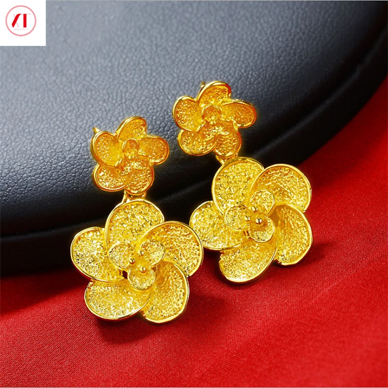 XT Jewellery Korea 24k Flower Stud Earrings Camellia 916 Original Gold Plated