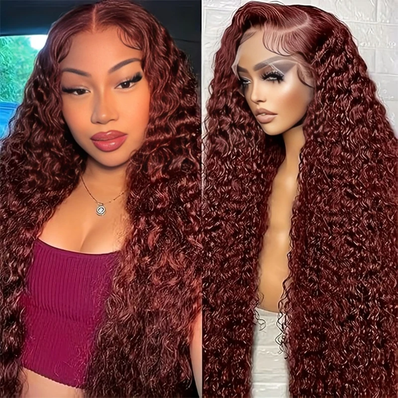 

HD 30 40inch 99j Burgundy 13x4 Lace Front Wigs Human Hair 13x6 Deep Wave Lace Frontal Wigs Red Human Hair Wig Colored Curly Wigs