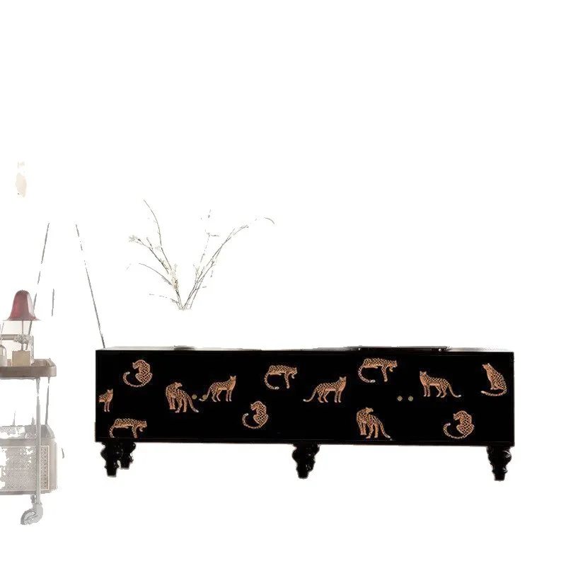 

French cream wind solid wood TV cabinet integrated vertical cabinet entry living room decorative storage cabinet floor storage