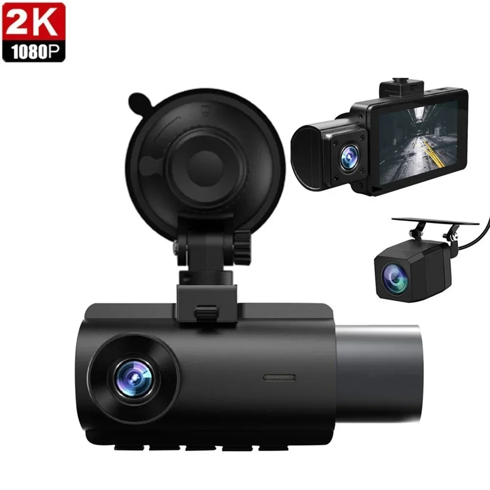 

hot selling 3 Camera2k+1080P Car DVR WIFI GPS Logger Night Vision Dual Lens Dash Cam with Rearview Lens 3Channel Car Camcorder