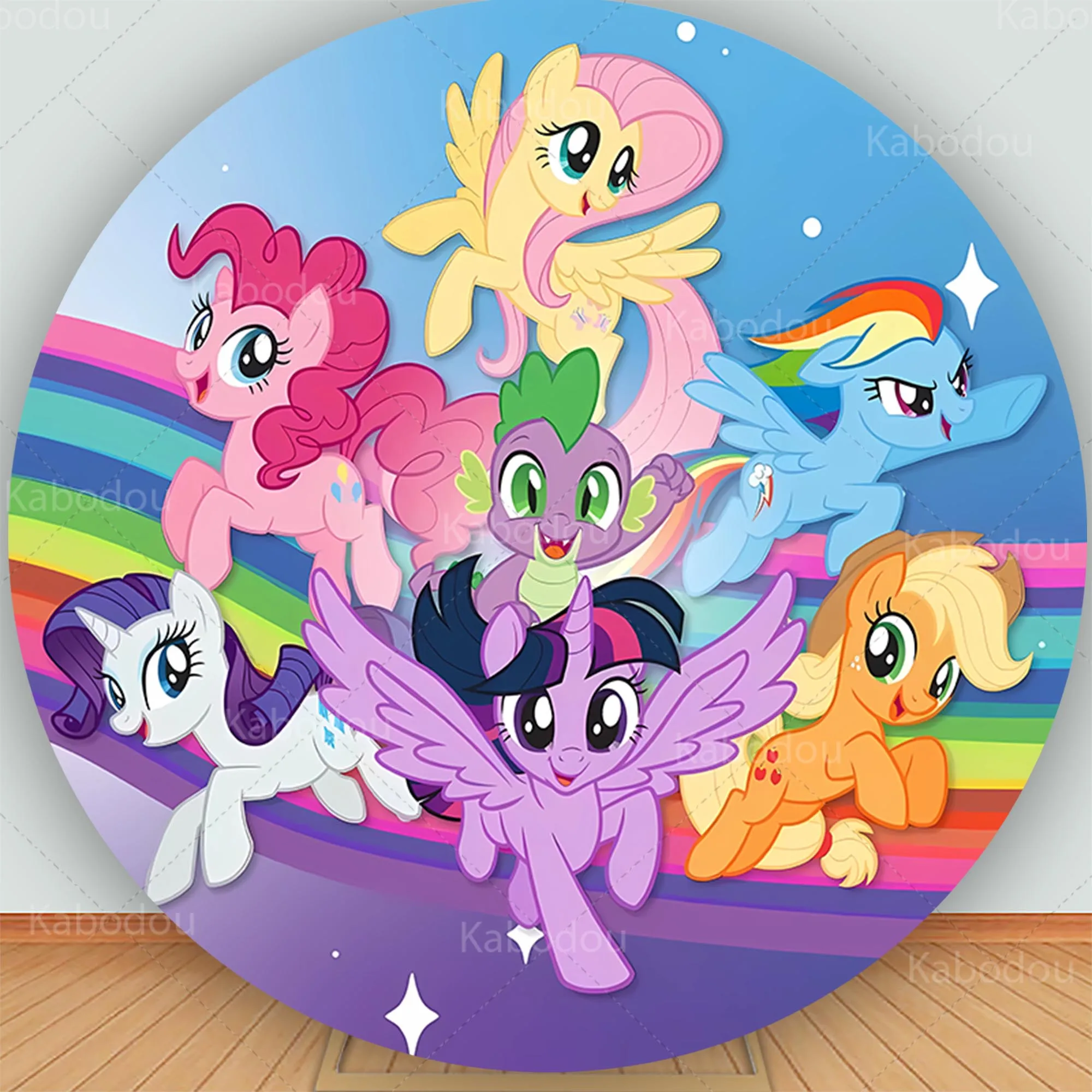 Fondo redondo de My Little Ponys para fiesta de cumpleaños, decoración de caballo de dibujos animados, fondo de fotografía para Baby Shower, utilería de estudio circular