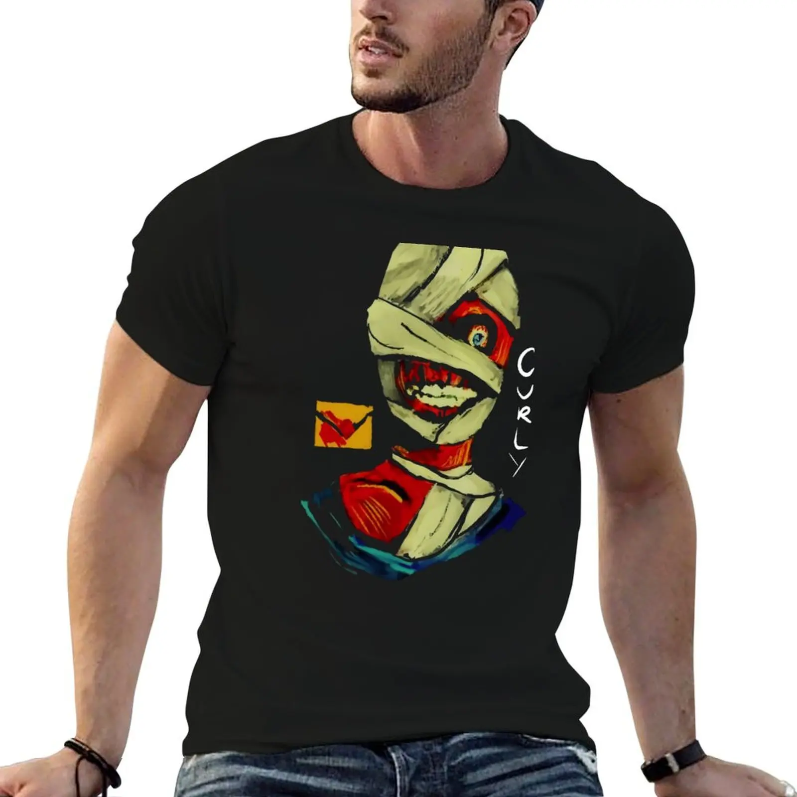 Mouthwashing Curly T-Shirt Casual Loose Fit Summer Tee Shirt