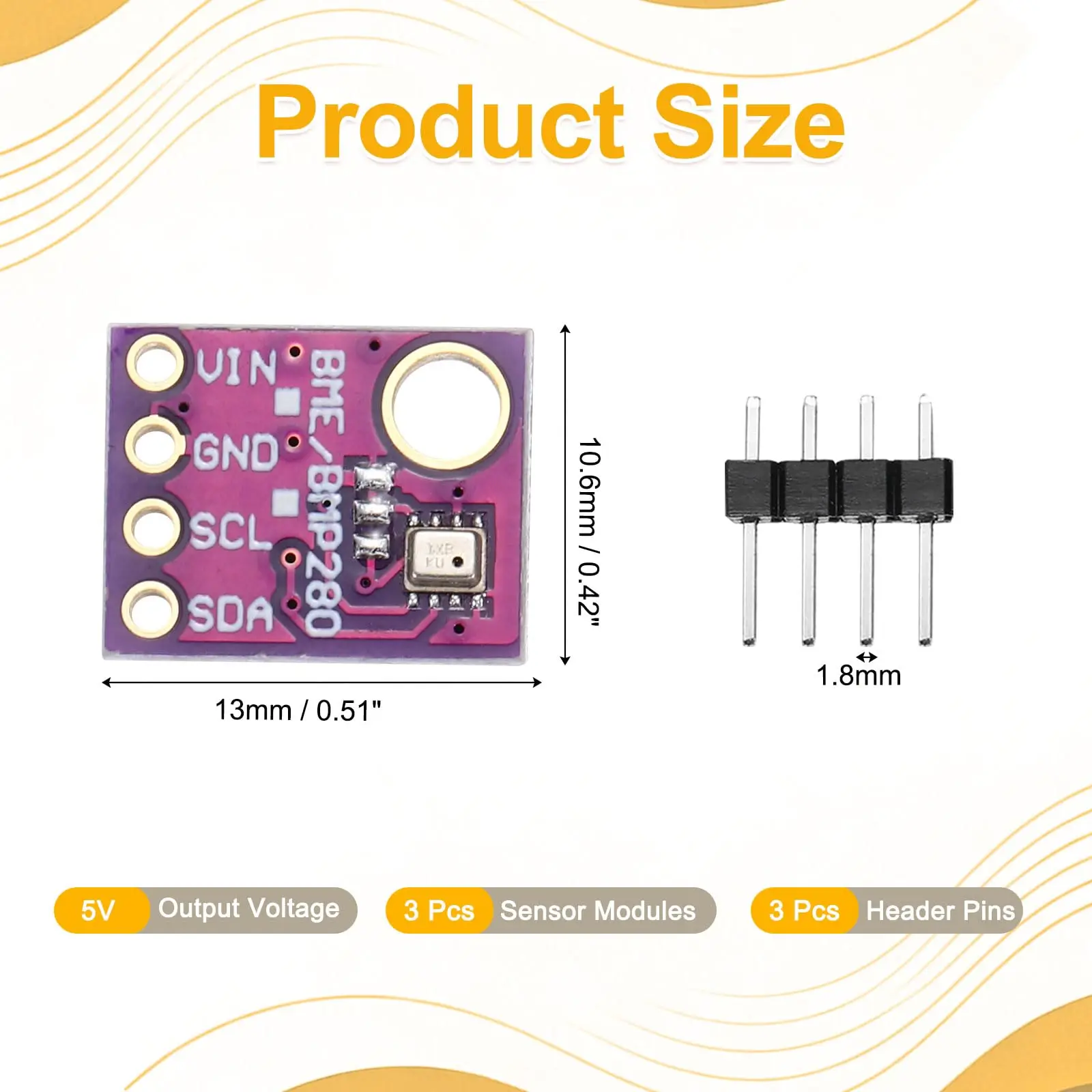 GY-BME280 4Pin 5V High Precision Temperature Humidity Barometric Pressure Altitude Sensor Module I2C SPI for Arduino