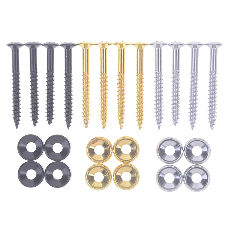 4 peças virolas/buchas e parafusos de montagem de pescoço de guitarra elétrica