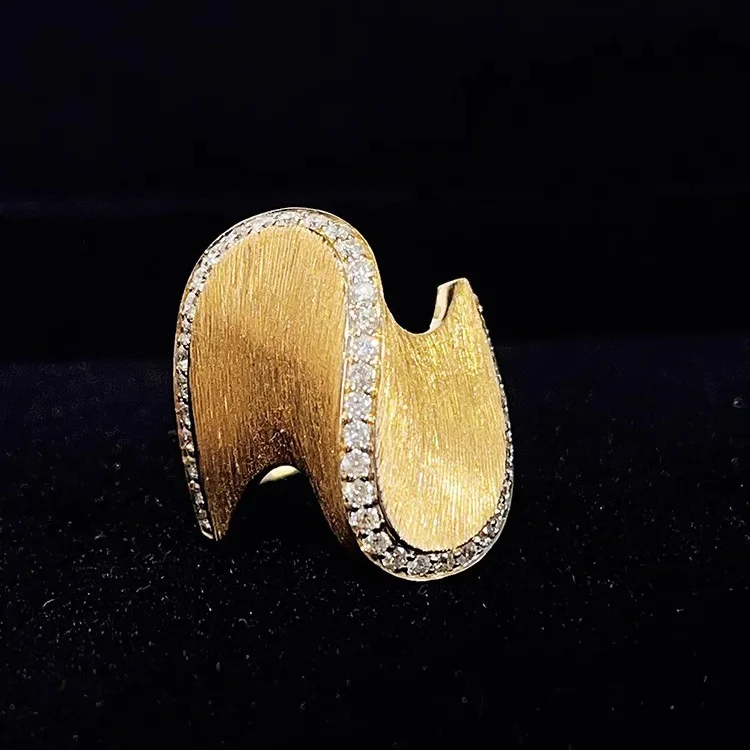 925SilverRing Luxury Wave Inlaid Diamond Niche Retro Wide Band Women Finger Ring Stylish Fine Jewelry Gift For Special Occasions