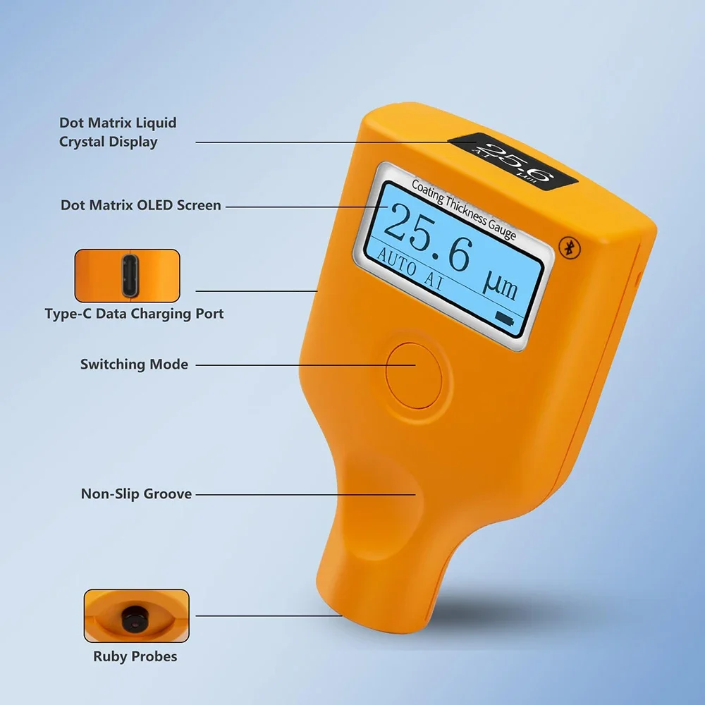 Medidor De Espessura De Revestimento Bluetooth, Peças Do Carro, Pintura De Filme Seco, Ferro De Alumínio E Substrato De Plástico, LS236
