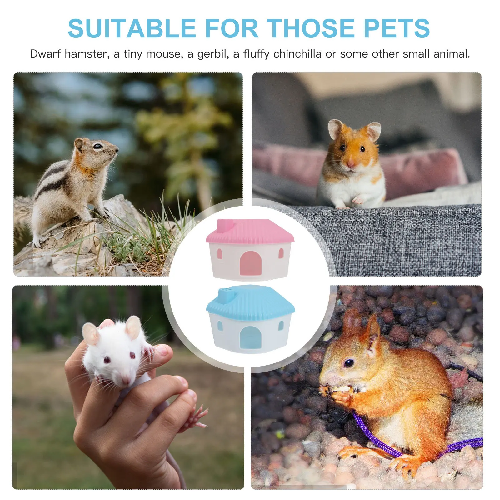 

2pcs Small Hamster Pet Cage Hut For Hamster Mouse Rat Guinea Pig Durable Plastic Hideout Play Rest Spot