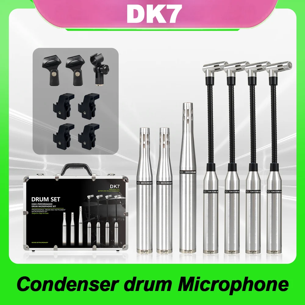 

DK7 metal condenser drum microphone with silver advanced recording effect