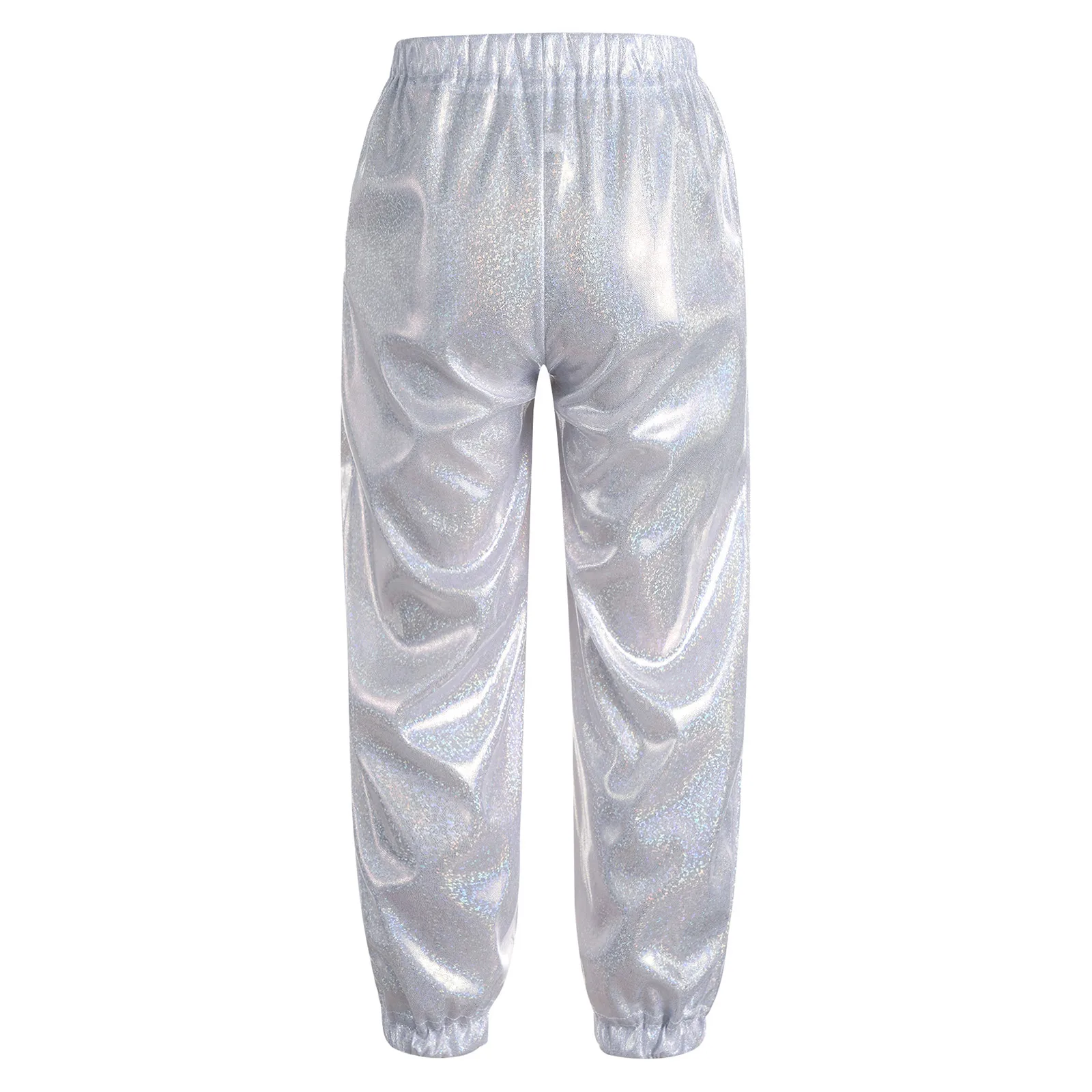 Kids Boys Girls Hip Hop Jazz Street Dance Pants Shiny Metallic Elastic Waistband Trousers Party Performance Costume Dancewear