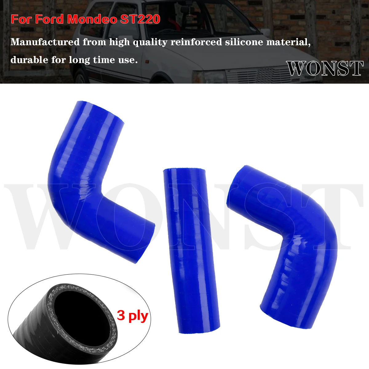 

For Ford Mondeo ST220 MK3 ST 220 Silicone Rocker Breather Hoses Tubes Kit Piping 3Pcs
