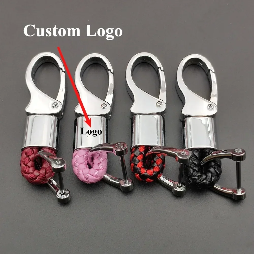 Portable Braided Rope Keychain Leather Metal Custom Keyring Key Chain Ring Engraved Engraving Creative And Simple Souvenir