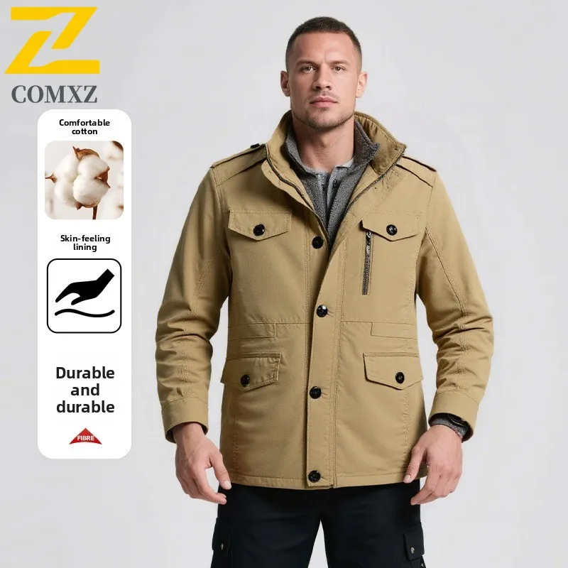 

Winter New Men Outdoor Sports Jacket Loose Fit Korean Style Casual Durable Windproof Thick Warm Coat for Hiking Travel 2025